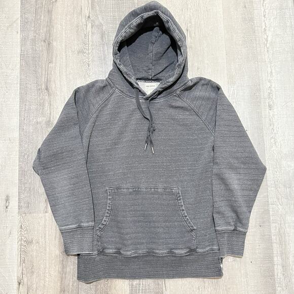 Todd Snyder Blank Grey Striped Pull Over Drawstring Mens Large Hoodie Sweatshirt - Picture 1 of 5